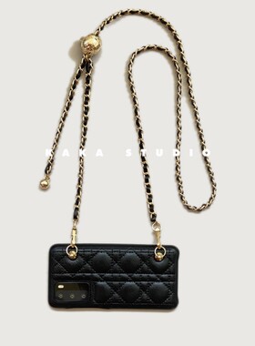 原创自制适用华为mate60pro手机壳带挂绳p60高档皮质壳p50e斜跨Meta40可挎m30保护套手提绳iPhone15Promax潮