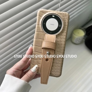 小众p50e保护套苹果16Prom 手机壳pura70ultra原创设计高级感鳄鱼纹皮腕带m40时尚 ins新款 适用华为mate60Pro