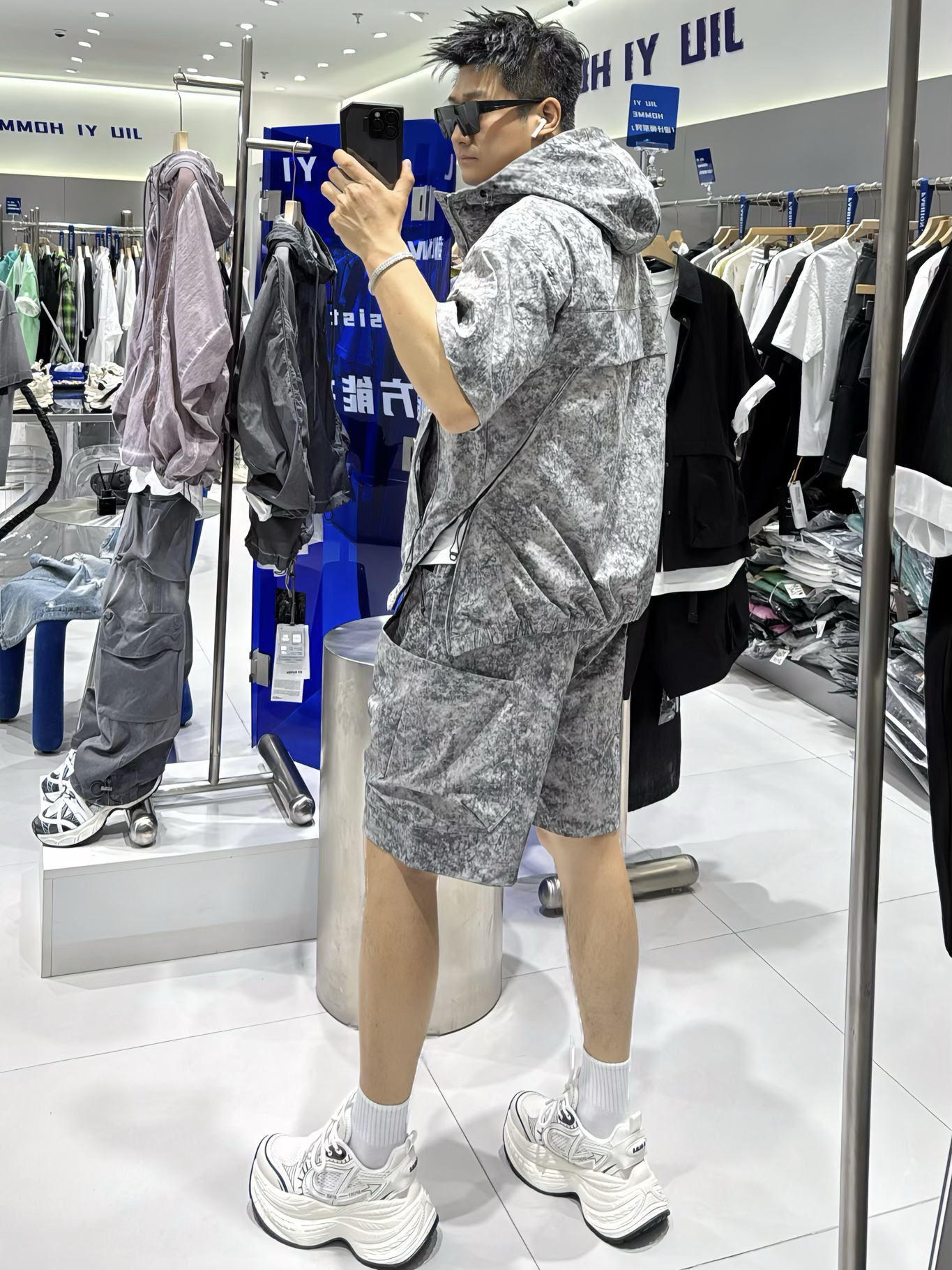 潮牌美式高街扎染短袖套装