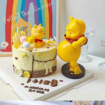 大肚子维尼熊蛋糕装饰摆件