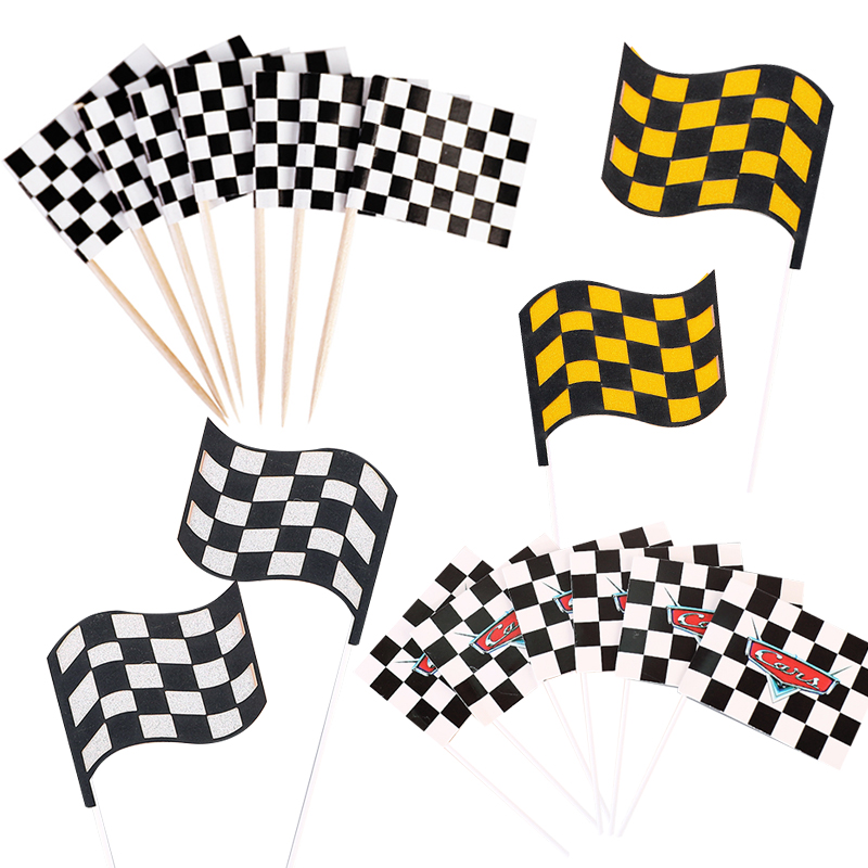 插旗汽车模型烘培蛋糕装饰