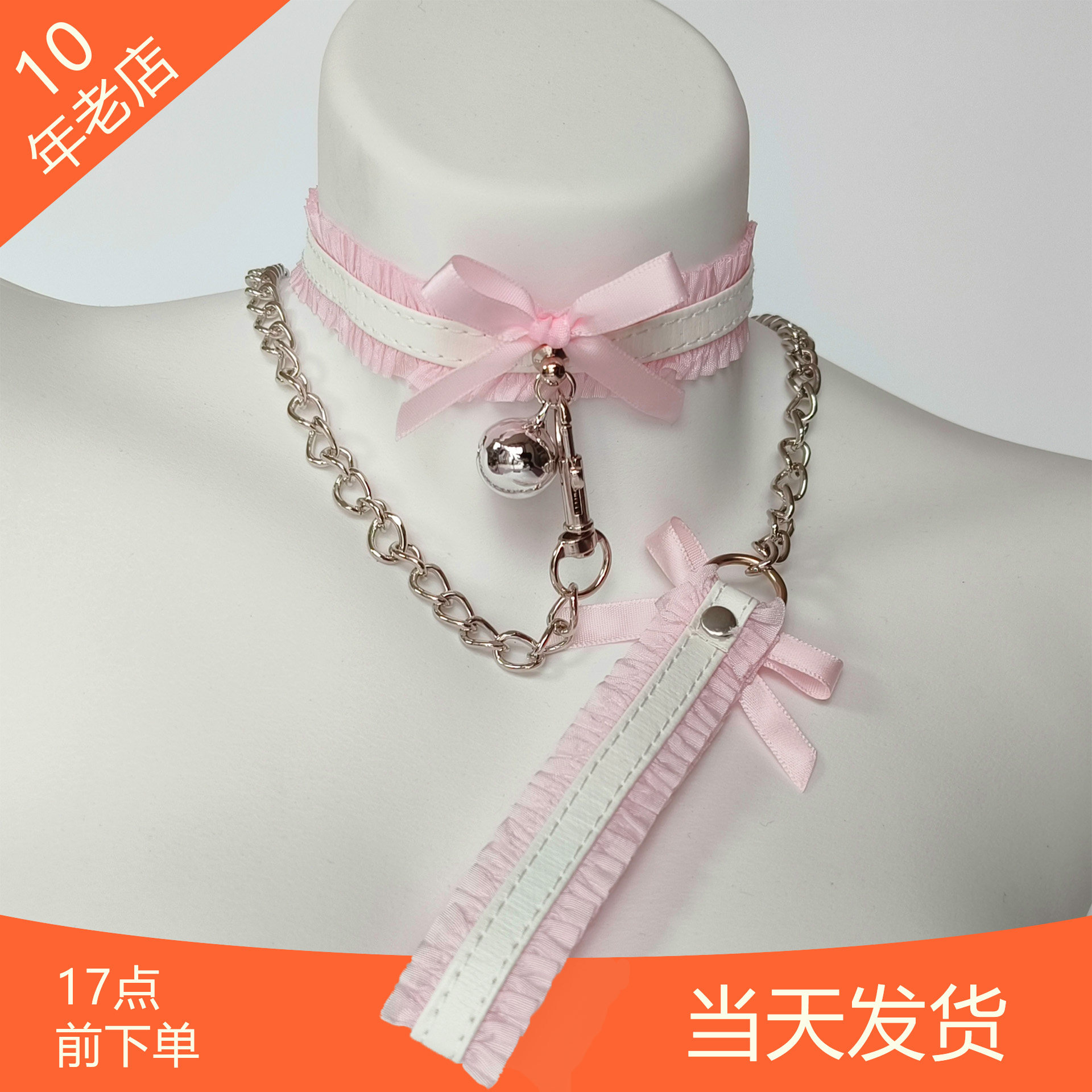 蕾丝颈带狗链m女铃铛项圈choker图片