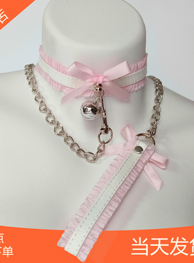 蕾丝颈带狗链m女铃铛项圈choker