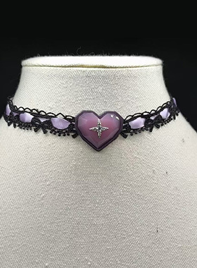 原创手作爱心十字架复古早项圈