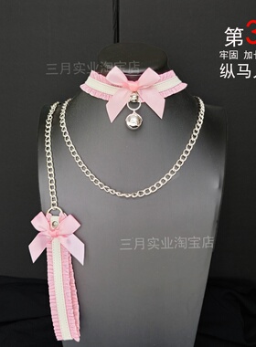 亚文化定制项圈牵引绳女m刻字狗链项链choker大码胖蕾丝颈环颈链