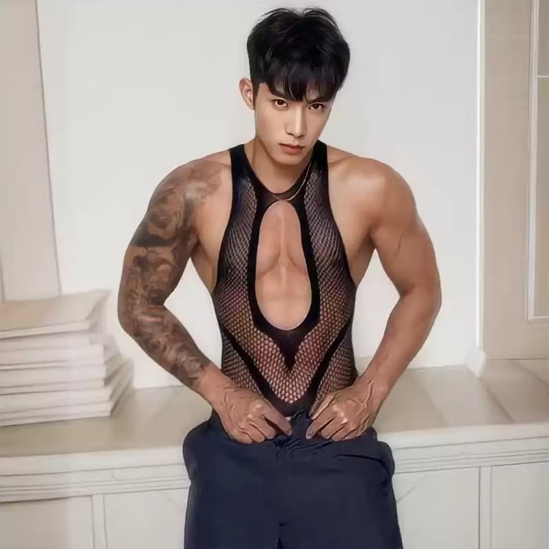男士内衣透明诱惑性感丝袜连体衣