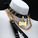 免费刻字Puppy骨头choker项圈颈带女铭牌带链条情侣项链礼物颈环s