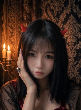 万圣节红色恶魔角发夹