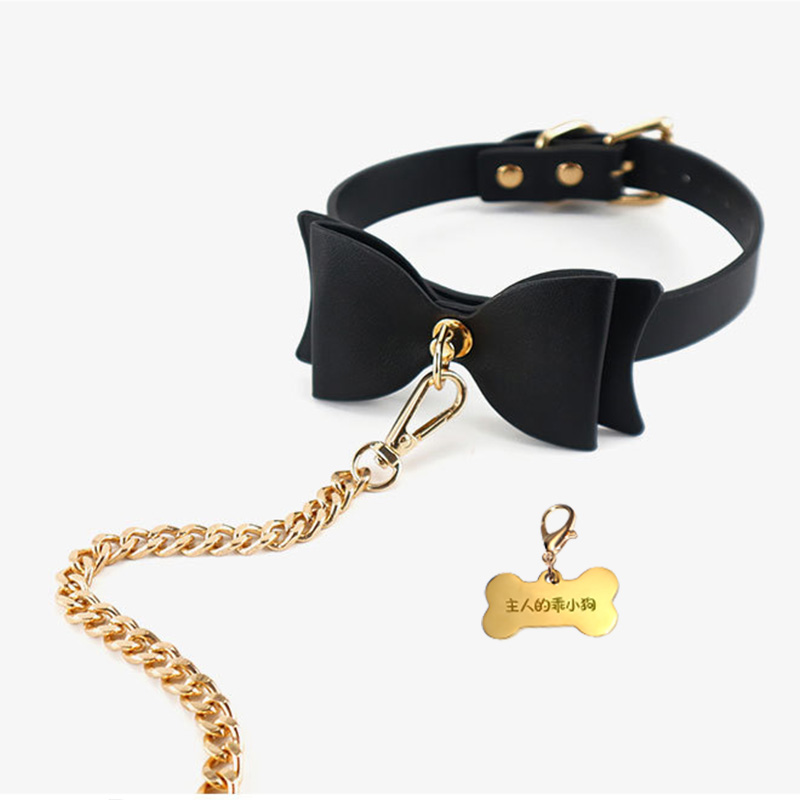 铃铛项圈皮定制刻字蝴蝶结女礼盒