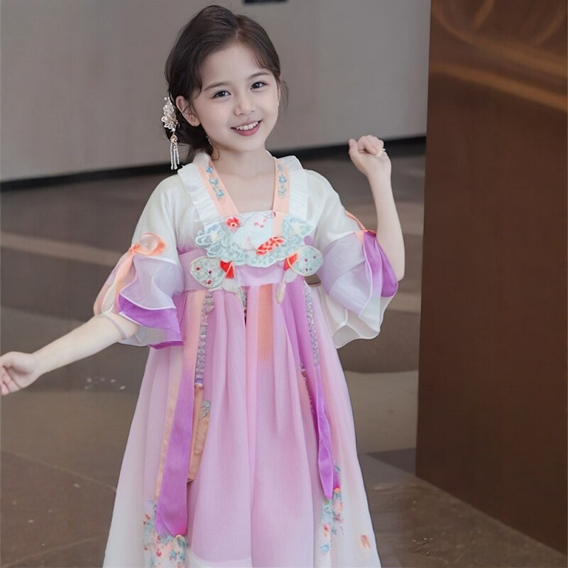 汉服女童2026新款夏季女孩刺绣古风高端公主裙儿童夏天超仙连衣裙图片