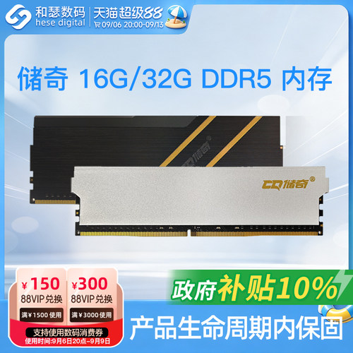储奇 玄奘 16G/32G 6000 DDR5内存 台式机电脑马甲内存条