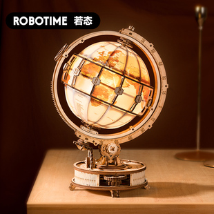 若客地球仪视界3d立体diy手工木质拼装 图创意摆件男孩生日礼物