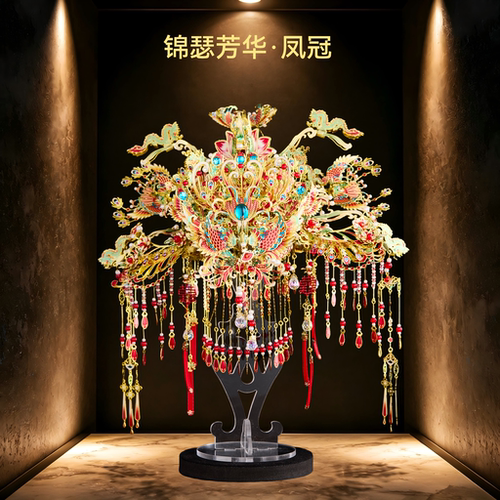 钢达十里红妆凤冠喜扇3d立体金属国风拼图送闺蜜结婚礼物手工拼装