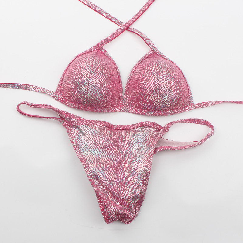 比基尼小姐健身健美比基尼赛服比基尼赛服定型聚拢加厚杯亮片b04