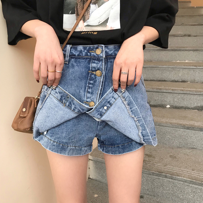 夏天韩版A字裙高腰显瘦牛仔裙短裙女裤裙宽松半身裙学生百搭裙子|ruв категории Женская одежда, юбка - от Buy2taobao.com для оказания профессиональной услуги покупки агента Taobao
