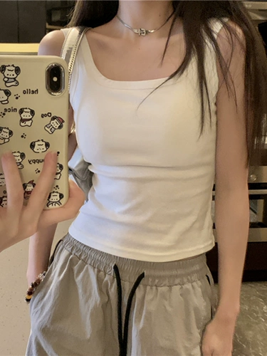 Летний топ с чашечками без рукавов, цветное приятное телу белье для повседневной носки, облегающий крой