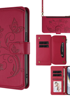 适用华为荣耀200手机壳p30lite新款p50斜挎p60挂绳pura80防摔p70翻盖式mate保护皮套90pro拉链钱包插卡女款5g