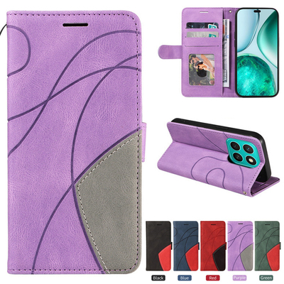 双色弧形拼接oppo翻盖手机套