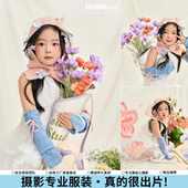 儿童摄影服装 主题艺术照影楼拍照花朵道具 春天粉色帽子女孩时尚