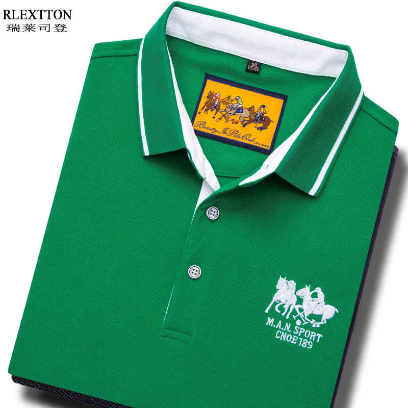 夏季短袖T恤翻领男POLO衫纯棉高档刺绣半袖上衣品牌男装宽松有领T