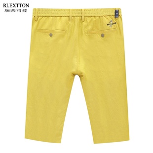 亚麻裤 中裤 五分裤 松紧腰宽松高尔夫休闲沙滩短裤 薄 夏季 子夏季 男裤