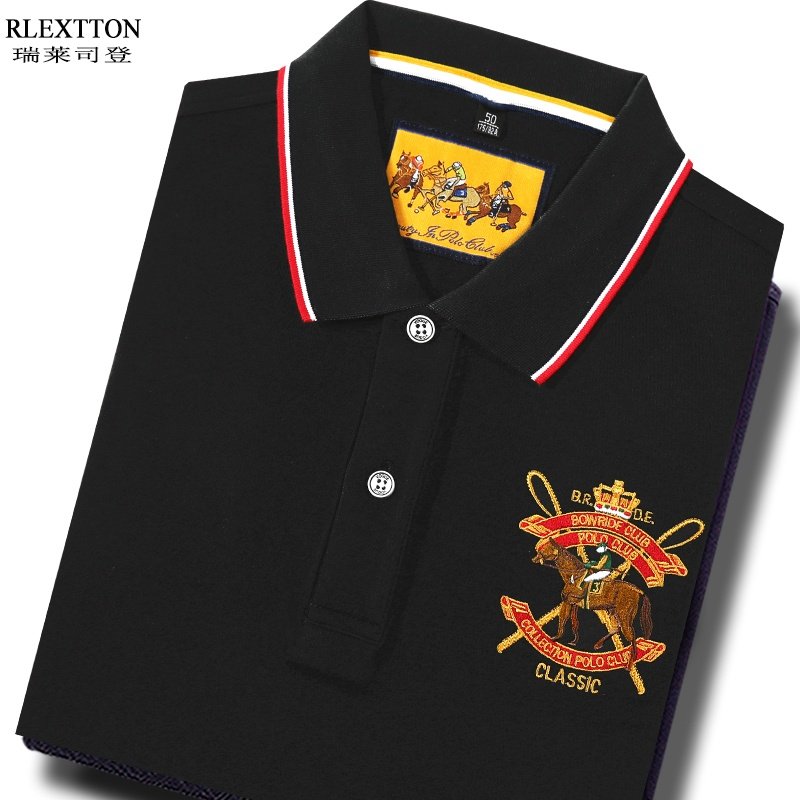 春季新款POLO衫 纯棉带领T恤男翻领长袖体恤高档刺绣上衣品牌男装