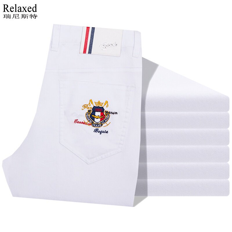 高尔夫球裤白色牛仔裤休闲裤高尔夫裤子服饰弹力直筒男裤GOLF长裤