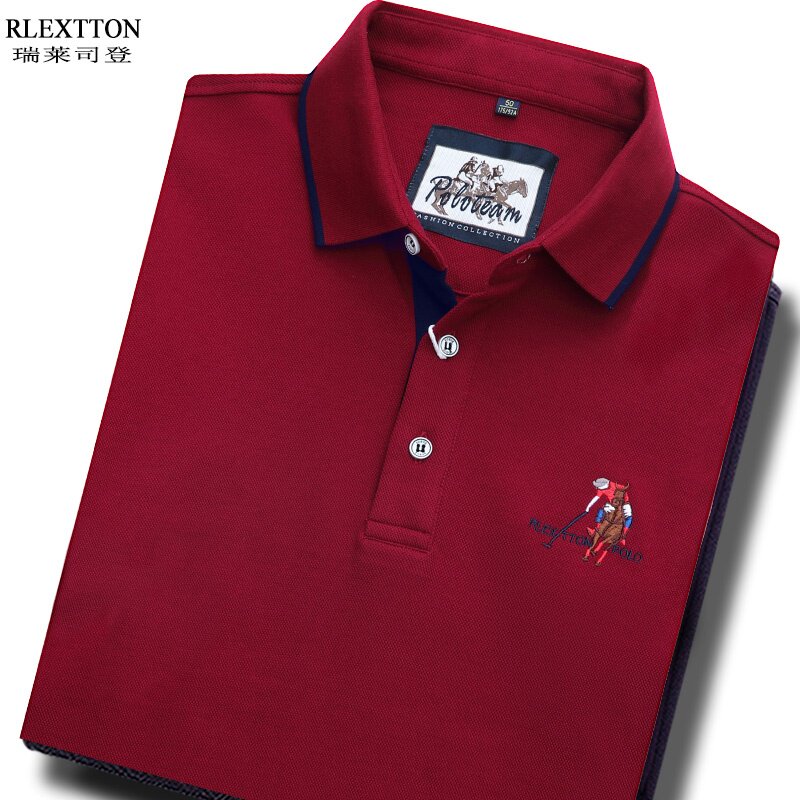 长袖保罗酒红色秋季有领polo衫