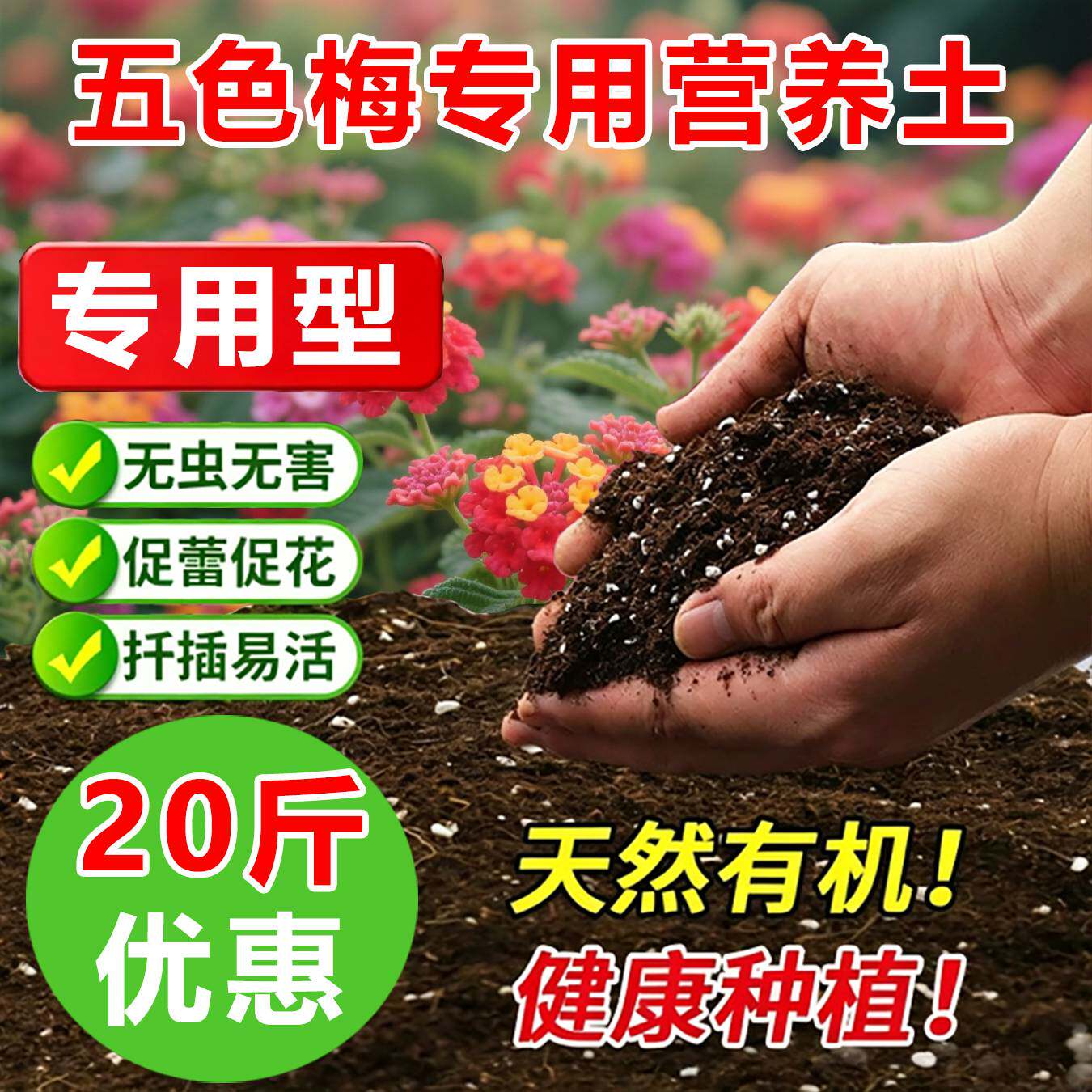 五色梅专用土料养殖老桩盆栽马缨丹花肥专用土营养土喷剂种植家用
