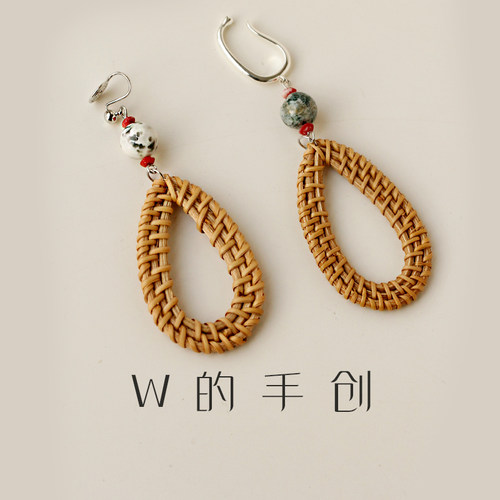 W的手创编制无耳洞耳夹海边度假