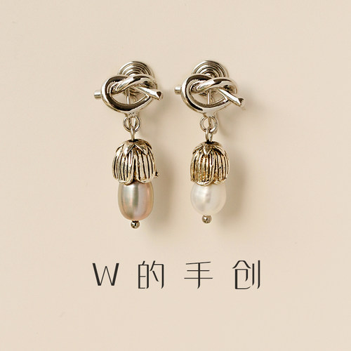 W的手创古董老银做旧蚊香盘耳夹
