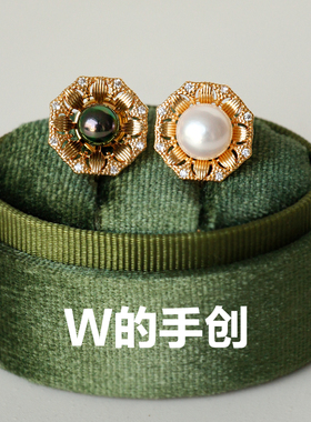W的手创 珍珠耳夹无耳洞花朵复古耳钉轻奢高级感大气优雅2024新款