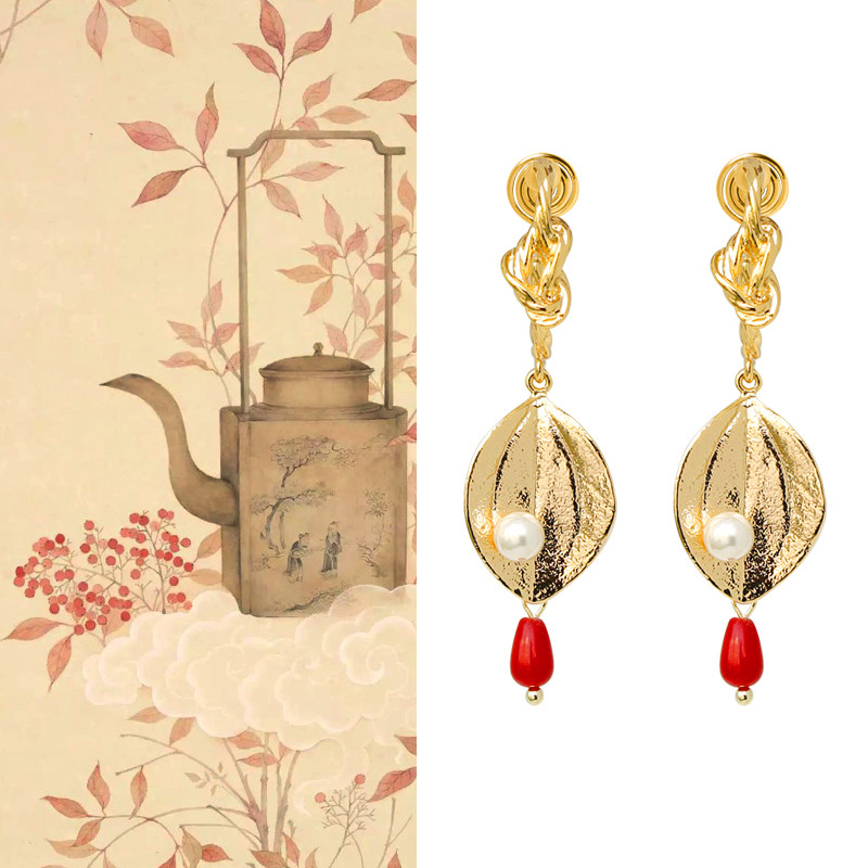 原创无患子树叶无耳洞红豆复古高级感金色古典蚊香盘耳夹文艺风,饰品/流行首饰/时尚饰品新,耳夹,淘宝优惠券,粉丝福利购,淘宝优惠卷