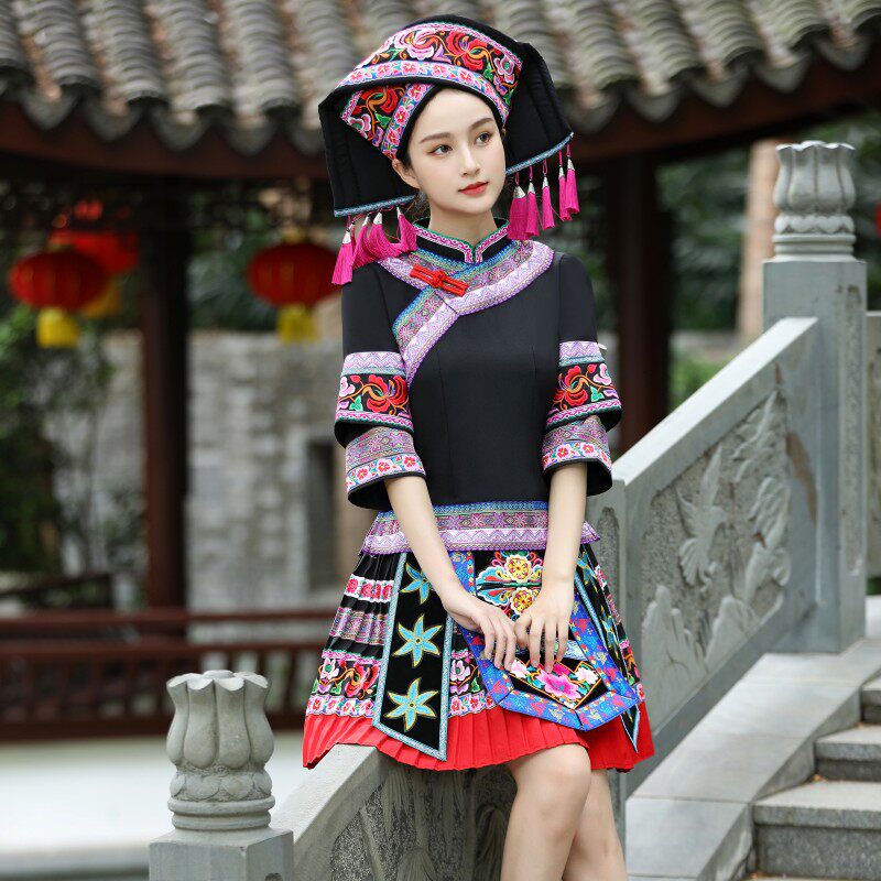 广西壮族服装女成人舞台演出服五十六个民族表演服三月三民族服饰