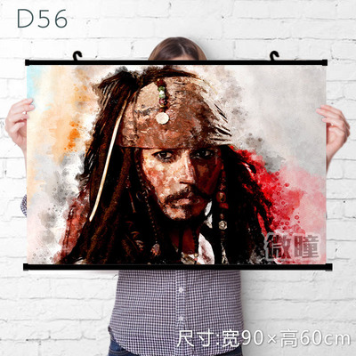 新款微瞳超大Johnny Depp约翰尼 德普海盗杰克船长海报挂画装饰画