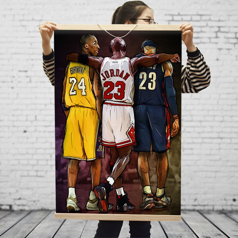 NBA球星科比 乔丹 詹姆斯海报合照合影男生宿舍海报挂画装饰画
