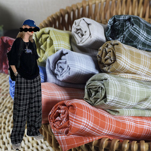 校服百褶裙涤纶英伦风色织格子布