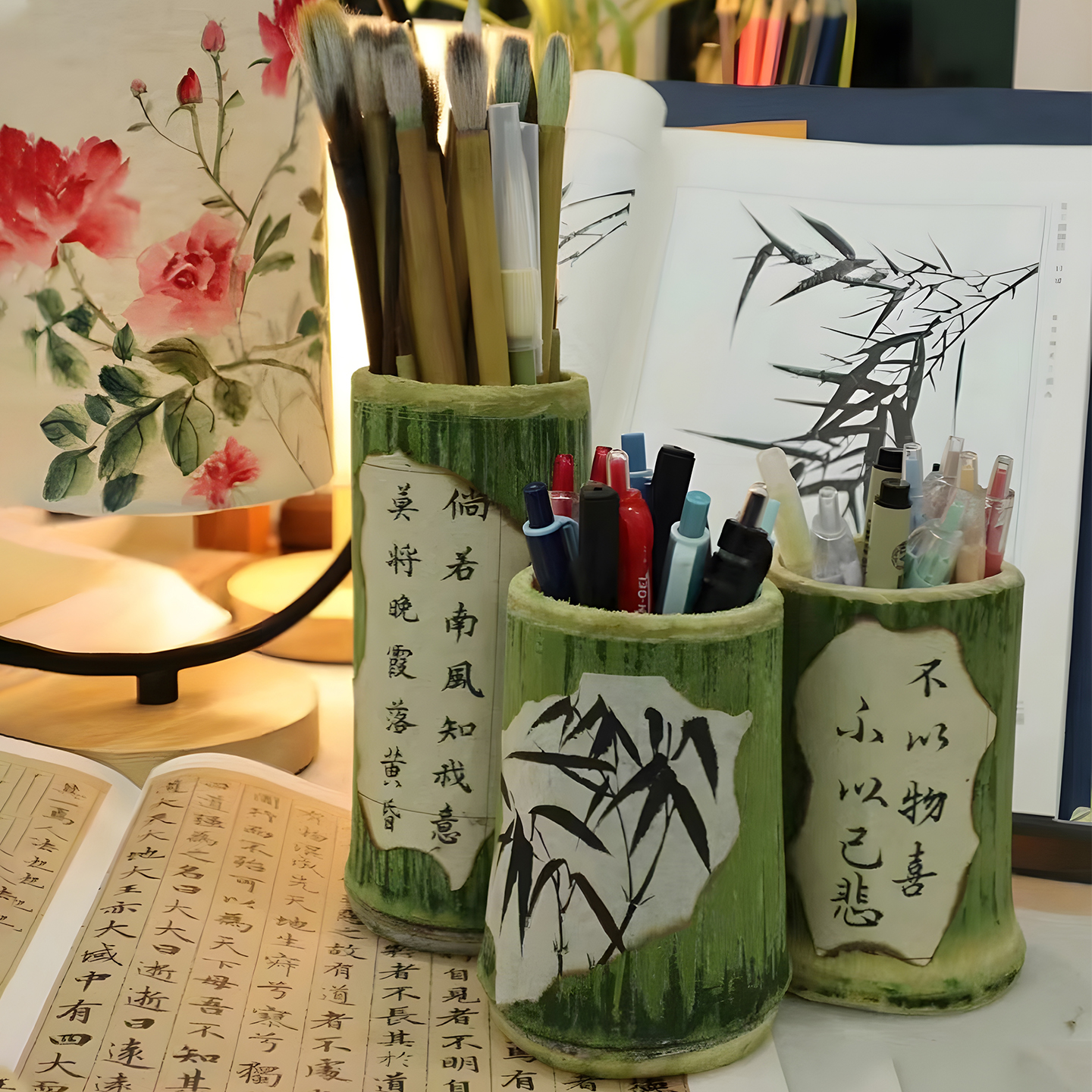 楠竹竹筒笔筒国风创意书法中式