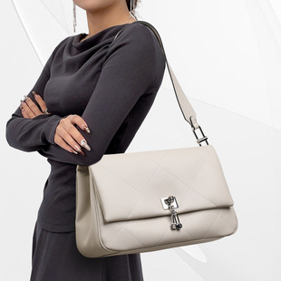 ccamo跨境女包简约百搭大气2025巨好看包包女款菱格真皮包