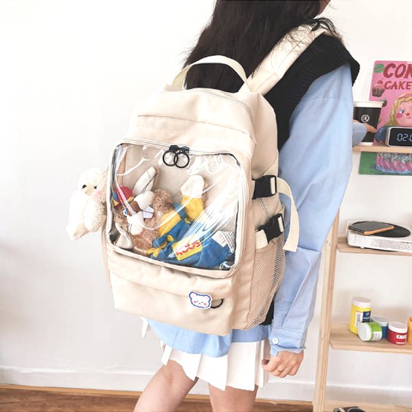 新款日系动漫周边可爱卡通创意diy软妹学生透明痛包双肩包女学生