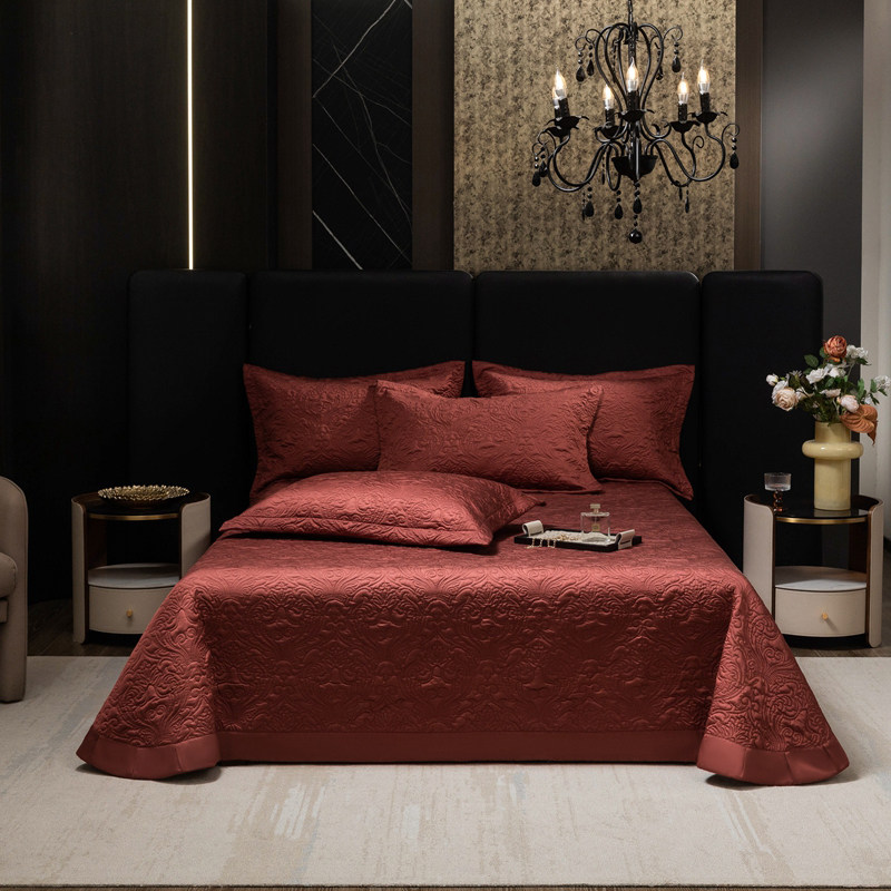 新款高端天丝棉防滑夹棉床盖单件三件套纯棉绗缝加厚床单四季通用