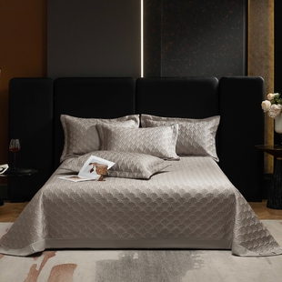 高端A类100天丝棉床盖三件套纯色夹棉绗缝纯棉大尺寸床单四季通用