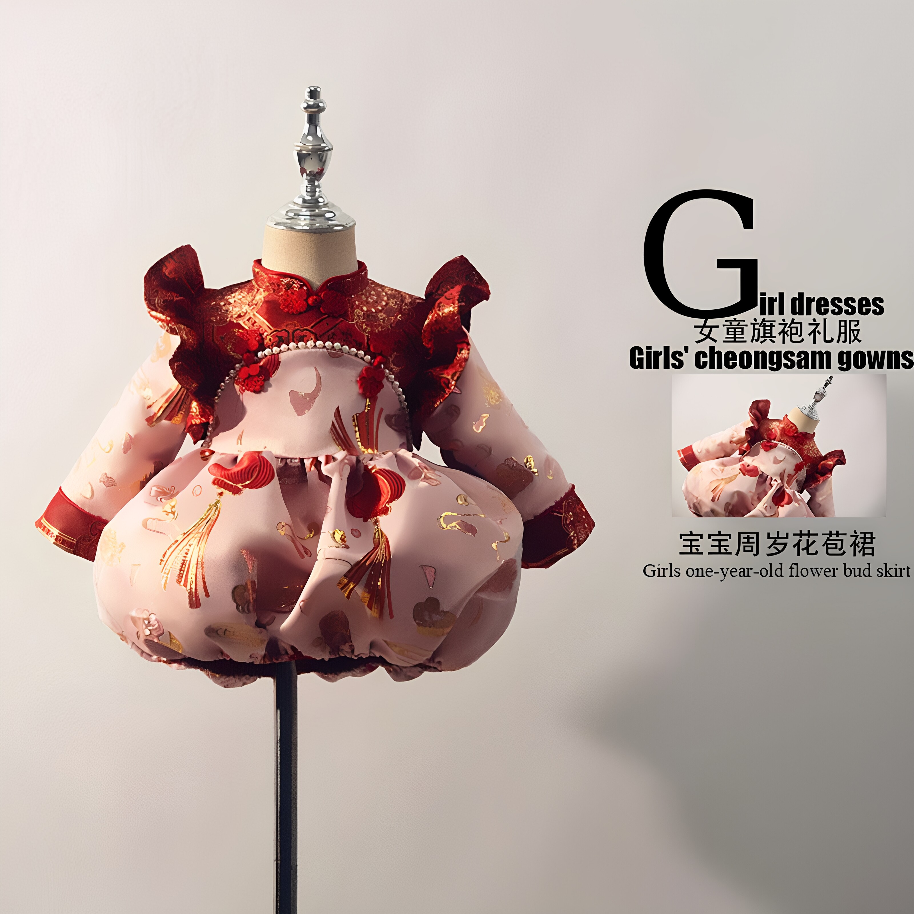 女童旗袍礼服百天婴儿衣服