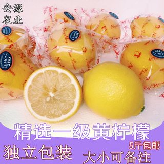 [安源农业]安岳皮薄柠檬新鲜水果优质一级黄柠檬5斤包邮大小可选