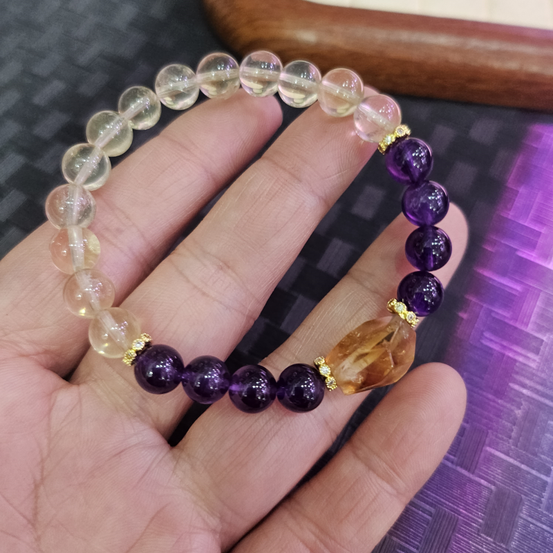 天然紫水晶手链女款单圈