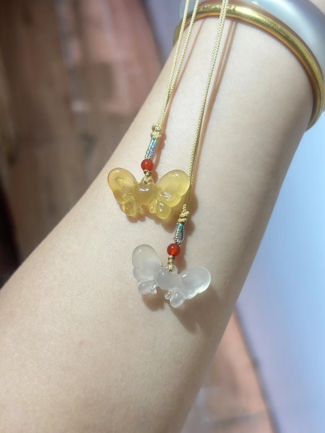 高冰玉髓百变小樱蝴蝶结 多巴胺新款萌宠可爱女款吊坠小众古风