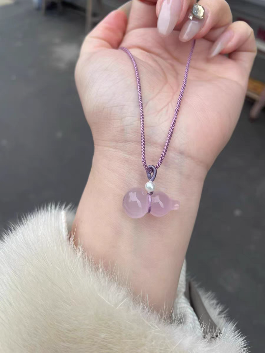 【福禄】天然正品冰种粉紫玉髓葫芦吊坠迷你葫芦项链轻奢小众礼物