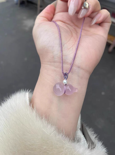 【福禄】天然正品冰种粉紫玉髓葫芦吊坠迷你葫芦项链轻奢小众礼物