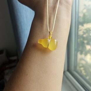 冰种黄玉髓葫芦吊坠迷你葫芦项链轻奢小众礼物 天然正品 福禄