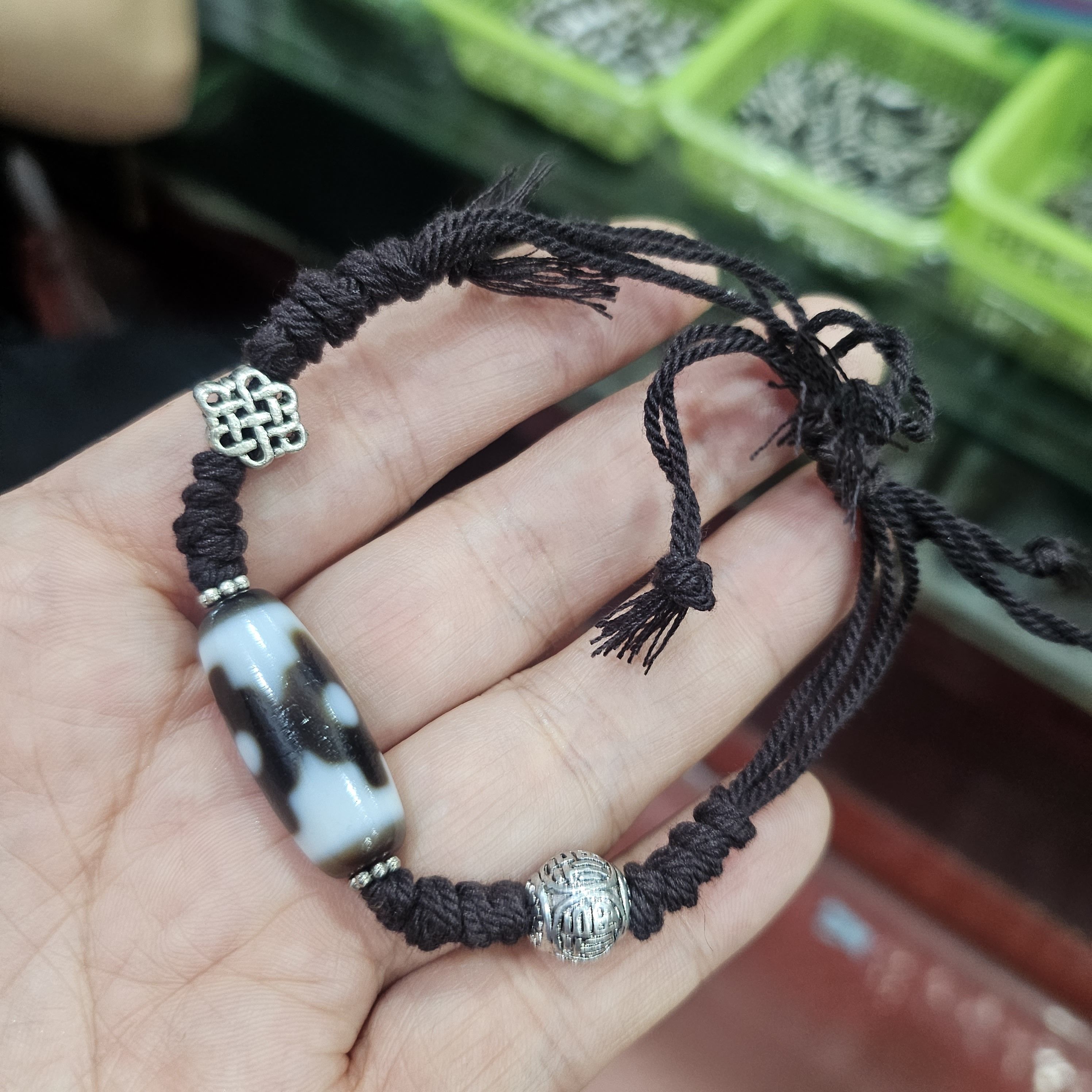 国风小众设计天然西藏真品天珠手链男古风编织手编情侣款手绳礼物